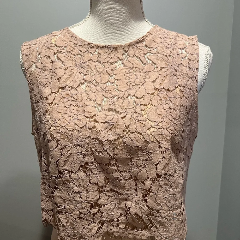 Jenny Yoo beige lace top with sheer tank - Picture 4 of 11
